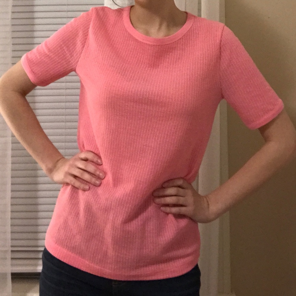 NWOT J. Crew pink waffle top - Picture 3 of 7